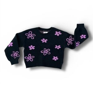 SO Black and Purple Floral Kids Sweatshirt